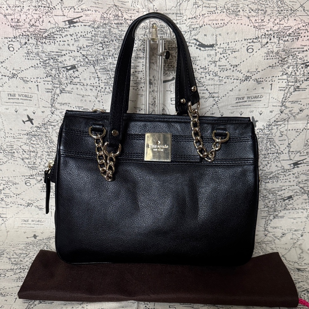 Kate Spade Black Satchel with Gold Chains